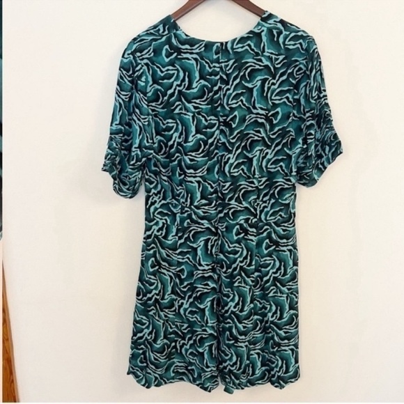 Whistles Asos Watercolour Zebra Print Dress Button Front V-neck Size 14 NEW - Picture 9 of 12